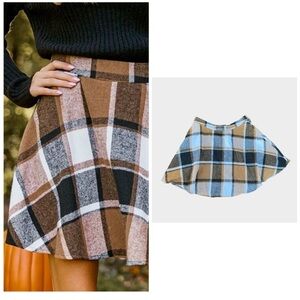 NEW Cupshe Plaid Flared Flannel Mini Skirt, Large